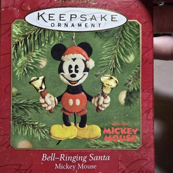 2001 Hallmark Keepsake Mickey Mouse Bell Ringing Santa Collectible ornament - Picture 2 of 3